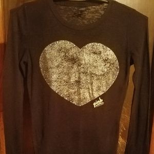 Pink tshirt,  size medium, long sleeved,  black an